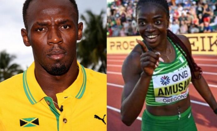Usain Bolt congratulates Tobi Amusan for setting new record