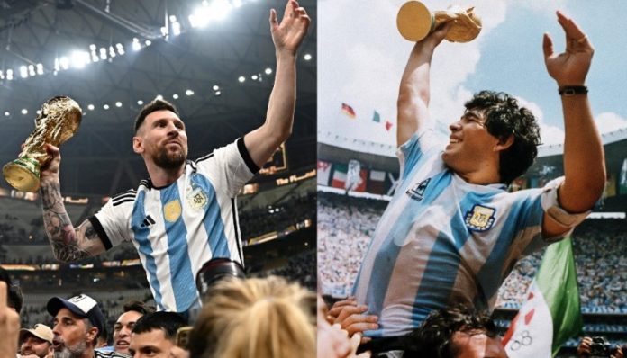 Messi recreates the iconic image of Maradona in 1986